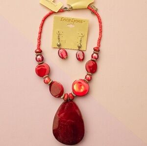 Erica Lyons Bold Red Necklace Set